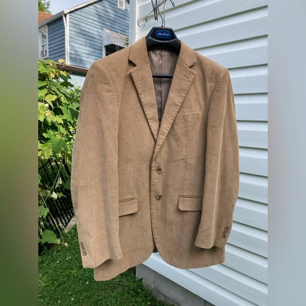 Alan Flusser Corduroy Blazer Jacket Men’s 40R Brown Tan Two Button Sport Coat